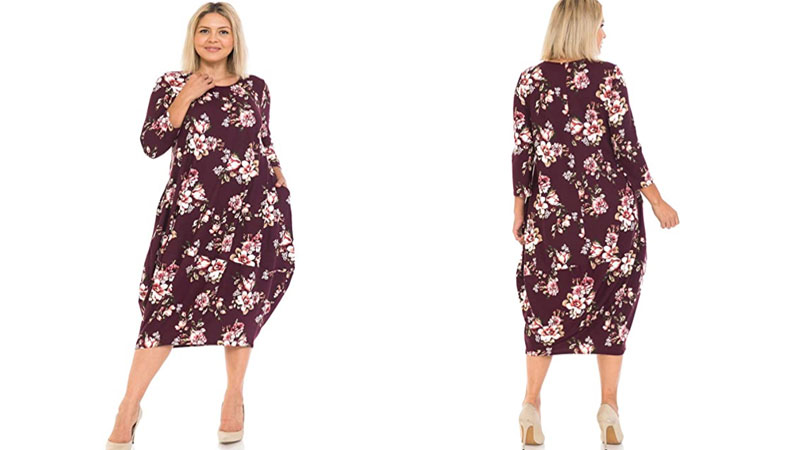 Women's Cocoon Midi Dress Plus Size